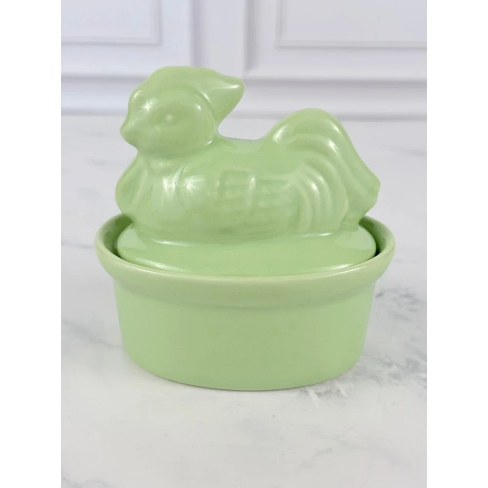 VTG BIA Green Hen Chicken Ramekin 